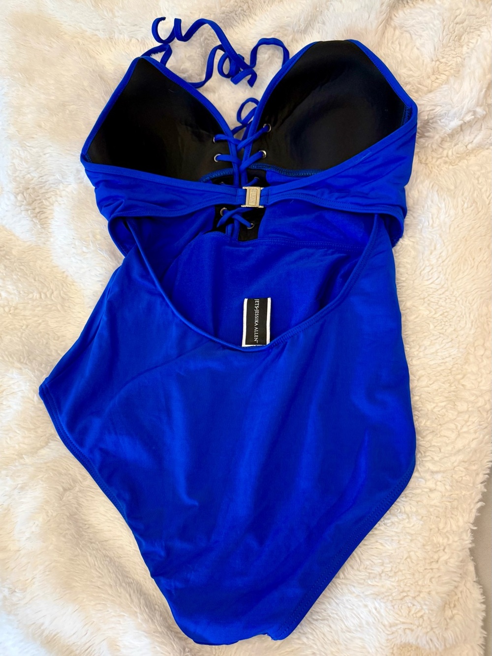 Jets by Jessika Allen Royal Blue Lace Up One Piece Swimsuit #beachwear - Picture 3 of 9